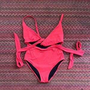 NWOT KNIX SUNSET PERIOD LEAKPROOF RED WRAP FRONT ONE PIECE BIKINI